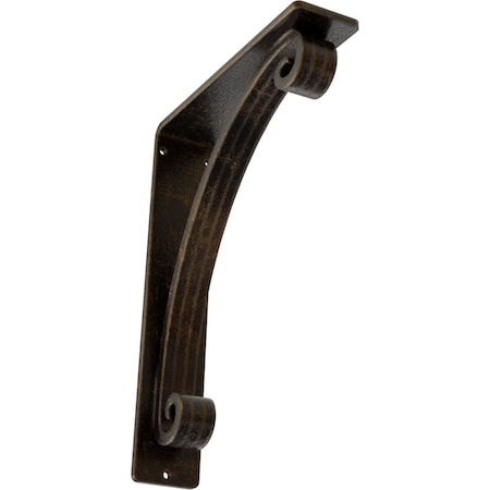 Legacy Wrought Iron Bracket, (Triple Center Brace), Antiqued Brass 2W X 7 1/2D X 10H